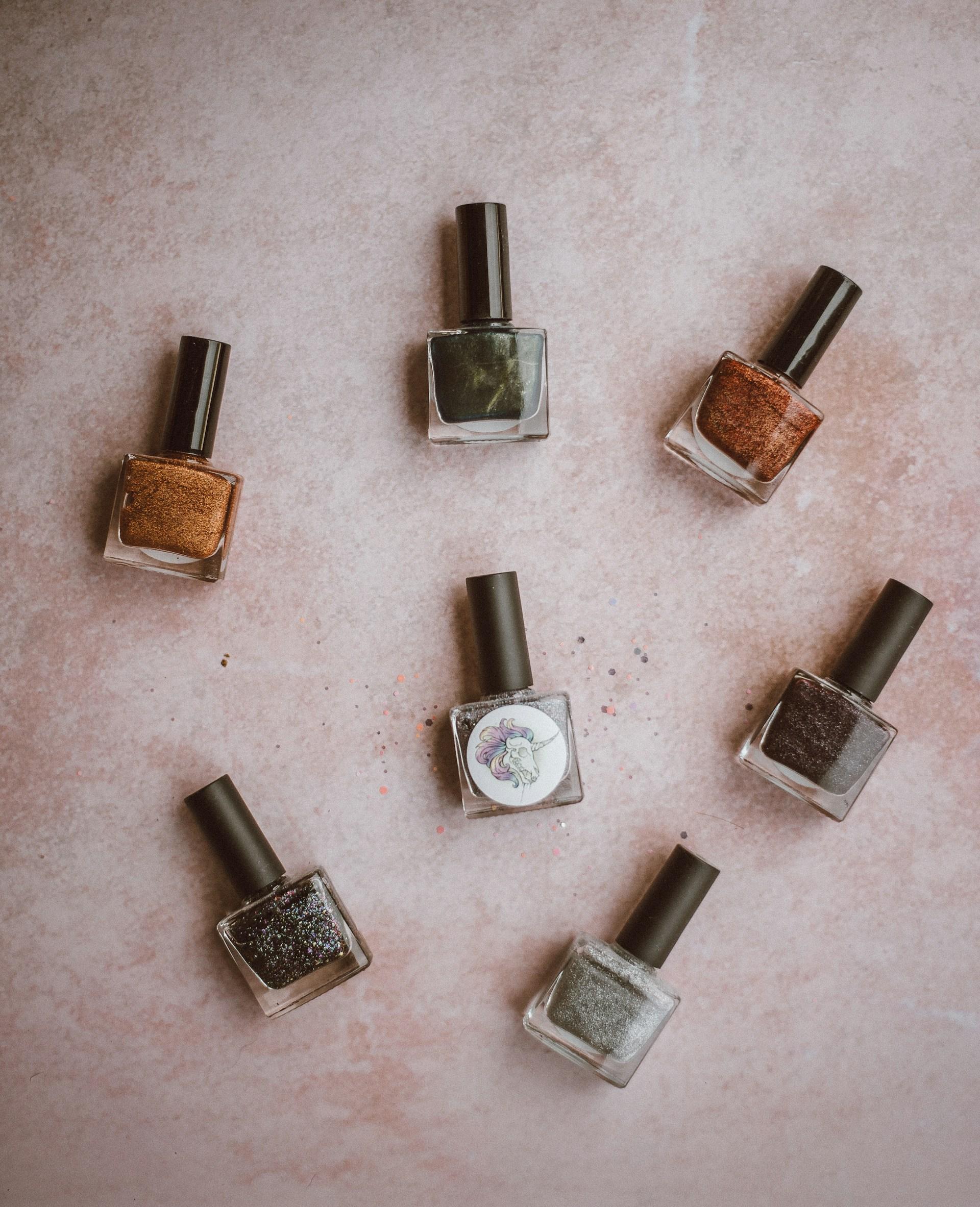 nail polish bottles in multiple colors